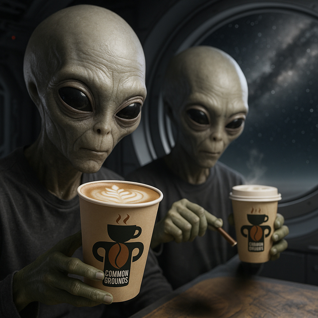 Common Grounds character logo – aliens