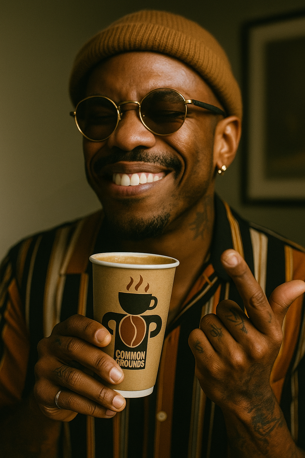 Common Grounds character logo – Cool Morning Dude