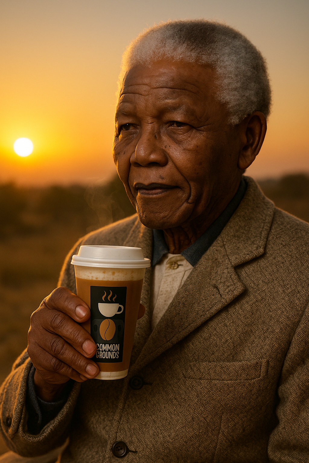 Common Grounds character logo – Nelson Mandela