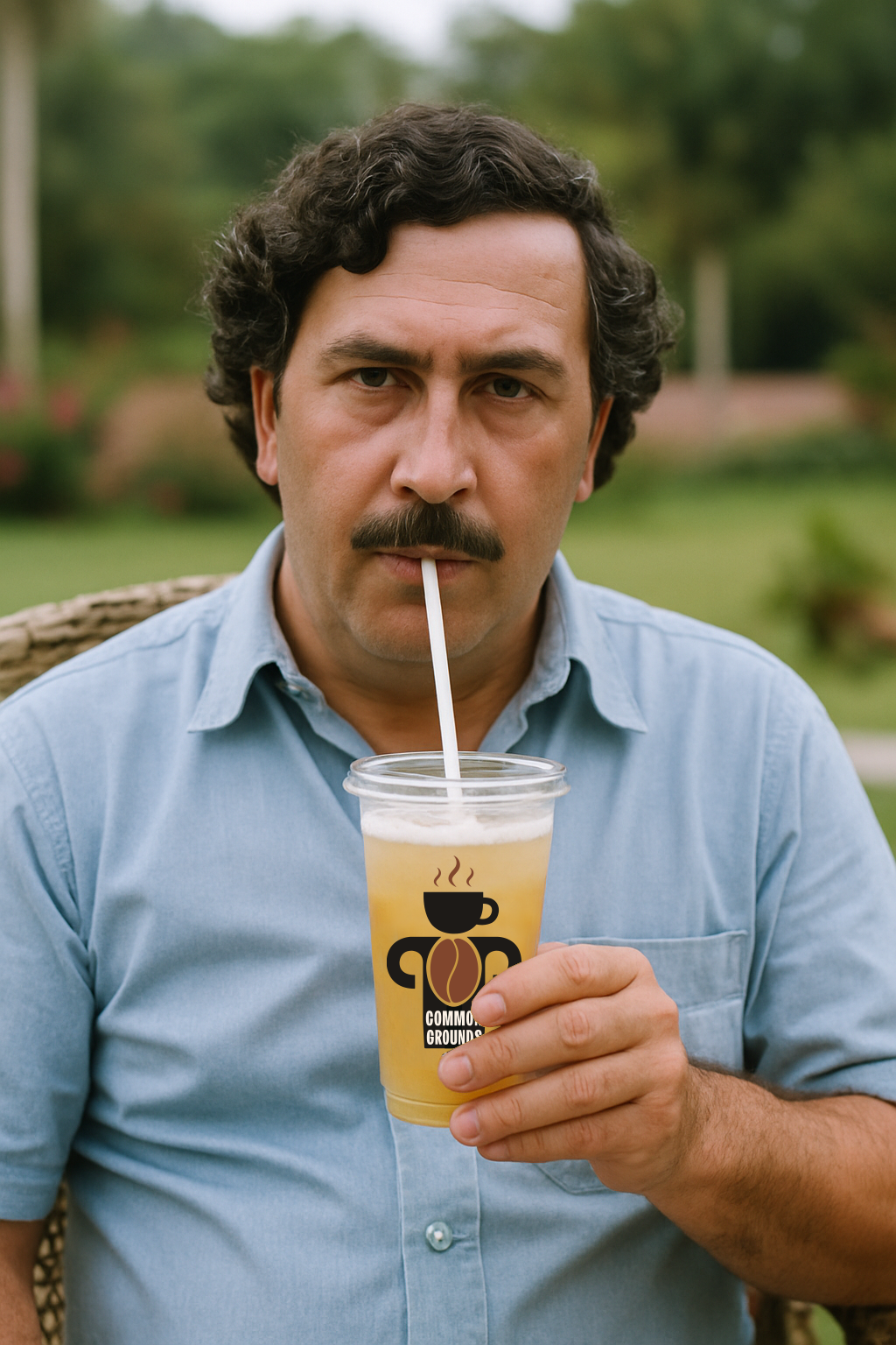 Common Grounds character logo – Pablo Escobar